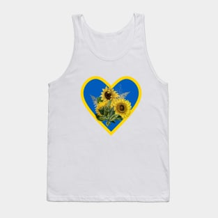 Sunflowers in Heart with Blue and Yellow Ukrainian flag colors Tank Top